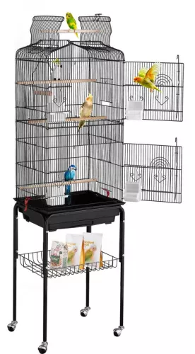 merkloos Large Bird Cage, 62 Inch, Open Top with Rolling Stand, Spacious for Parrots and Parakeets (8721334182096)