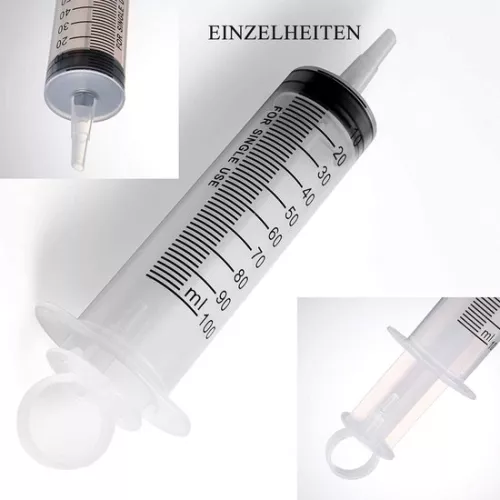 merkloos Large plastic syringe with 1 hose - motor oil liquid animal feed experiments industrial use - 100 ml . (8785309360438)