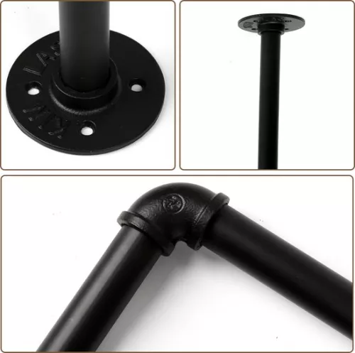 merkloos Clothes Rail - Wall-Mounted Clothes Rail - Clothes Rack - Clothes Rod - 1 Piece - Premium Metal - 92 cm - Black - Hanging Rack - Wardrobe Rail - Wall Wardrobe - Industrial - Space Saving - Easy Assembly - 65 kg Load Capacity (9460564621942)