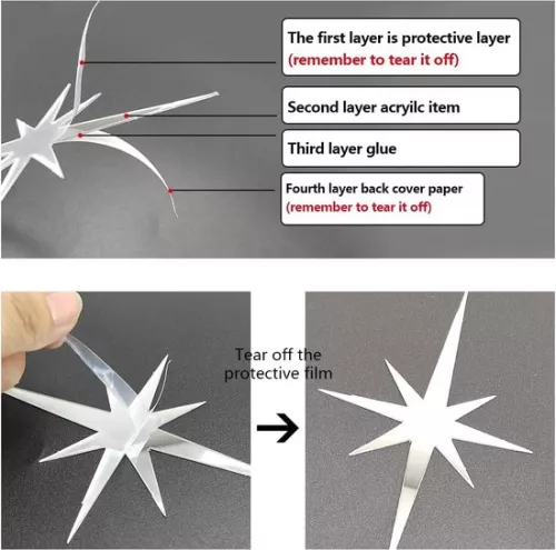 merkloos 82pcs Star Mirror Stickers - Removable 3D Mirror Wall Stickers - Acrylic Star Wall Decal for Home Living Room Bedroom Decor - Silver (8785306254112)