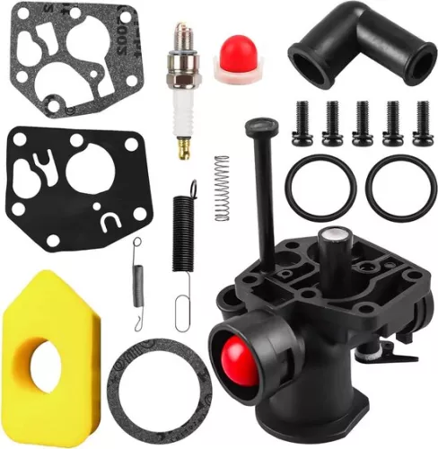 Carburetor set for Briggs & Stratton 499809 498809A 494406 - lawn mower and air filter 698369 - control spring 691859 692211 - diaphragm 795083 495770 - brushcutter carburetor | Bosch lawn mower parts .