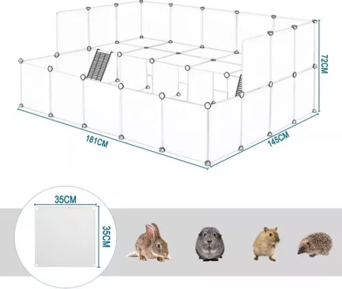 Dripio Animal run with extra floor - sturdy white plastic & metal - spacious & safe - suitable for small animals (8721041508233)