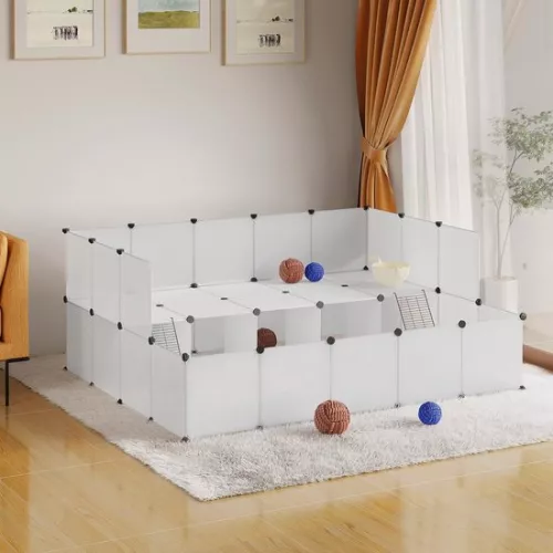 Dripio Animal run with extra floor - sturdy white plastic & metal - spacious & safe - suitable for small animals (8721041508233)