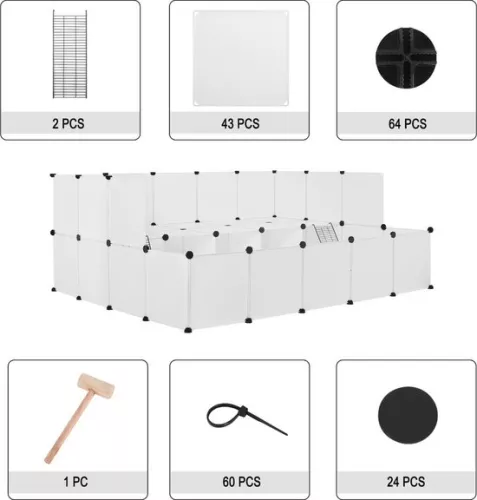 Dripio Animal run with extra floor - sturdy white plastic & metal - spacious & safe - suitable for small animals (8721041508233)