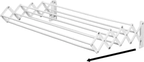 merkloos Metal clothes rack - Extendable clothesline - Space-saving folding wall-mounted drying rack - White (8998339350304)