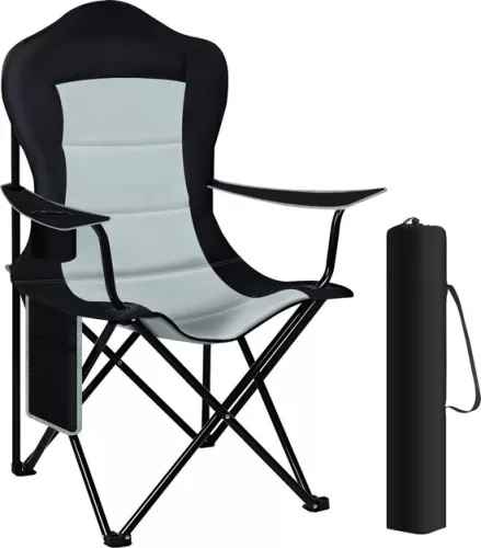 Kamyra® Camping Chair Foldable - Folding Chair / Garden Chair / Camping Chair / Garden Chair / Holiday Chairs - Oxford / Light Gray-Black