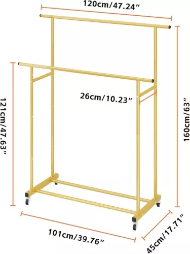 merkloos Double Rod Clothes Rack - Portable Multi-Space Clothes Organizer - Gold (9502971637120)