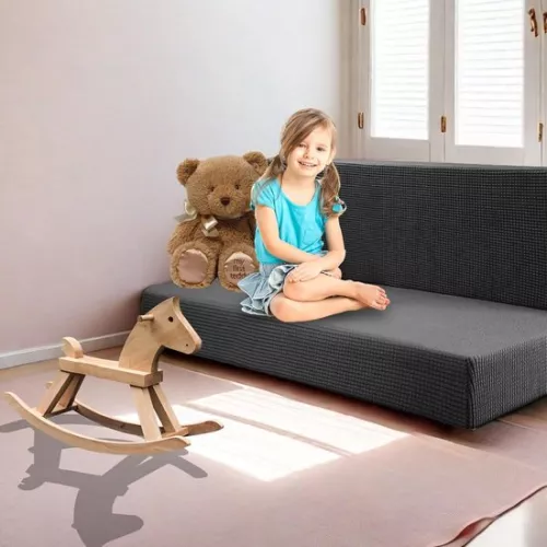 merkloos 2 pcs camping pillowcases - universal stretch - foldable sofa protector - dark gray (8785310313881)