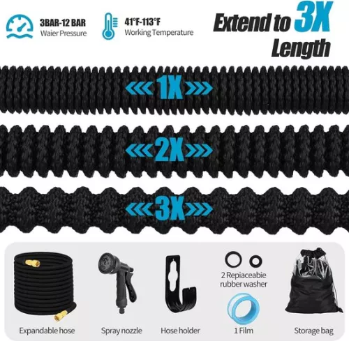 merkloos Expandable Garden Hose with Spray Nozzle - Multifunctional - 50FT (9507638881236)