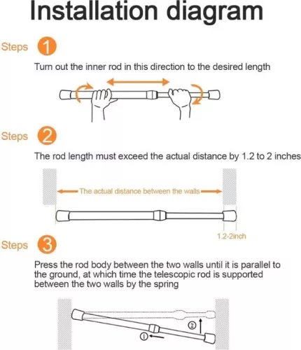 unbranded Curtain tension rods 30-50 cm adjustable - 6 pieces, No drill tension pole for curtains, white - extendable rod, clothes rail for closet - bathroom, bedroom Curtain tension rod (6152515035054)