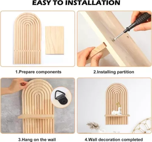 merkloos Decorative Wooden Cutting Board Wall Shelf Bohemian Style Kitchen Board Wood - Set of 2 (8785310314116)