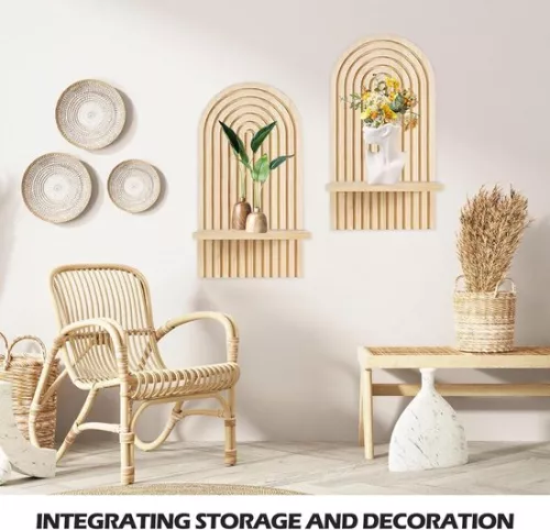 merkloos Decorative Wooden Cutting Board Wall Shelf Bohemian Style Kitchen Board Wood - Set of 2 (8785310314116)