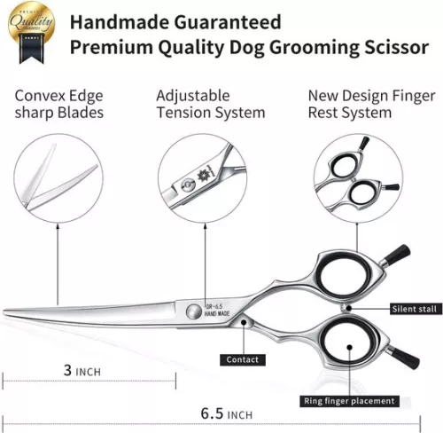 merkloos 65 Inch Professional Curved Dog Grooming Scissors - Curve Scissors for Cat and Small Dog - Trimming and Cutting - Black-Down Curved (8785302532184)