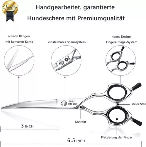 merkloos 65 Inch Professional Curved Dog Grooming Scissors - Curve Scissors for Cat and Small Dog - Trimming and Cutting - Black-Down Curved (8785302532184)