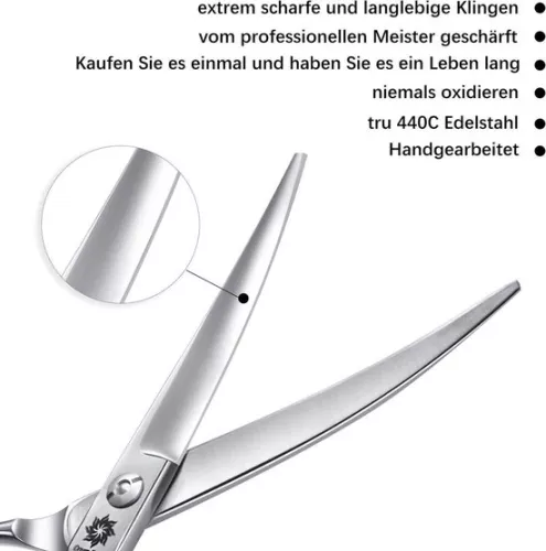 merkloos 65 Inch Professional Curved Dog Grooming Scissors - Curve Scissors for Cat and Small Dog - Trimming and Cutting - Black-Down Curved (8785302532184)