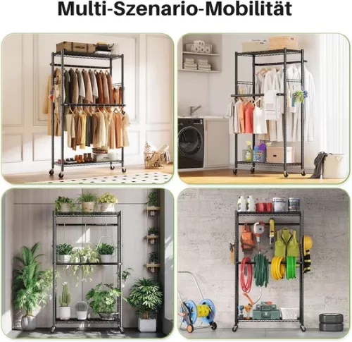 merkloos Double Wheeled Clothes Rack - Adjustable Shelves with 400 lbs Load Capacity (9505131751483)