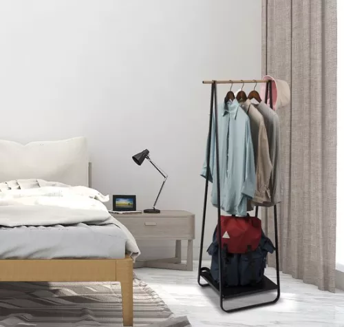 KAMYRA Kamyra® Clothes rack Metal - Clothes hangers / Coat rack - Wood / black 45x54x141 cm (6095553794753)