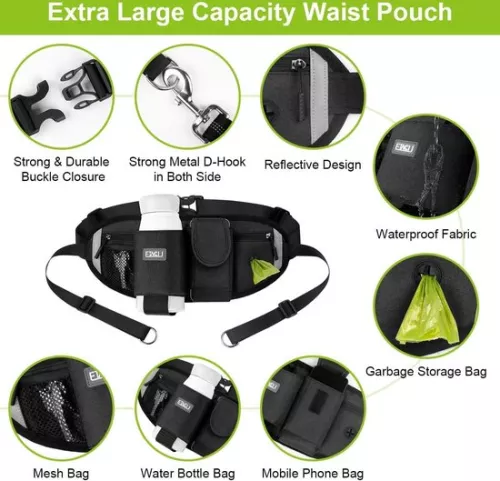 merkloos Jogging leash for 2 dogs - belly strap hand strap - double dogs - elastic reflective leash 90-130 cm - large and medium dogs - running jogging dog leash (8998340037256)