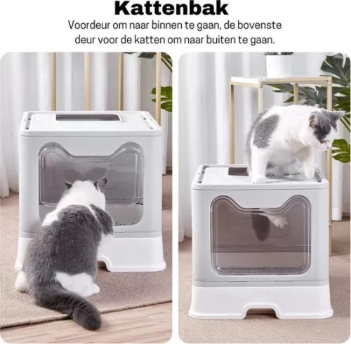 merkloos Cat Litter Box - Self Cleaning Litter Box - Cat Toilet with Tray (6097425421446)