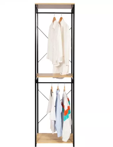merkloos Simple Coat Rack - Modern Clothes Rack - Shoe Rack - Clothing Rack - Clothing Storage Rack - Wood - Brown/Black (8785276028003)