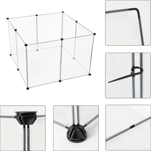 KAMYRA Indoor Puppy Run / Rabbit Run - Run for Dogs, Cats & Rabbits - Cat Run - Plastic & Metal - 102x102x70 cm - Transparent (6095527769794)