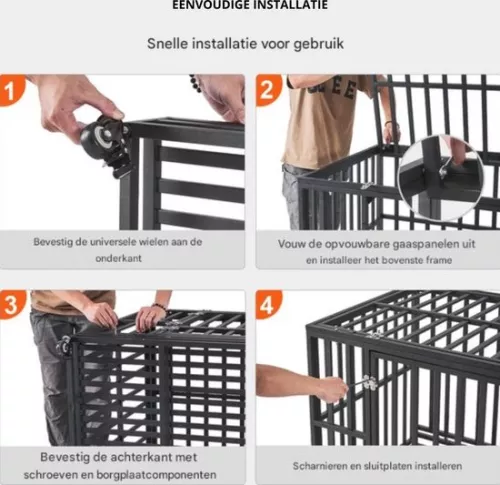 merkloos Dog crate - 65×95×81 cm - Dog kennel - Including wheels (8721085153901)