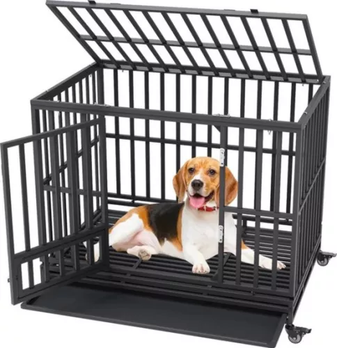 Dog crate - 65×95×81 cm - Dog kennel - Including wheels