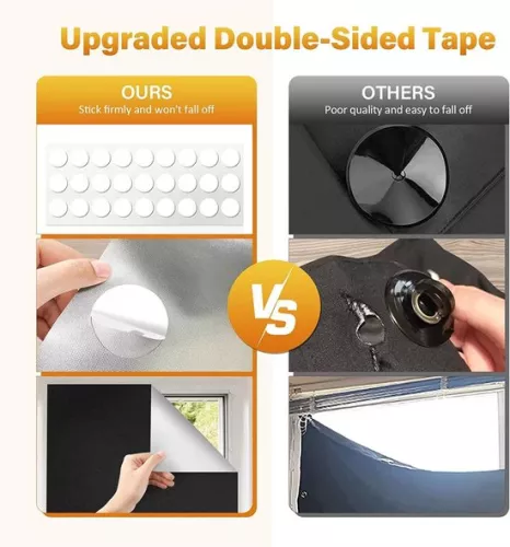 Ulisem Curtain - Blackout Cloth - Blackout Curtains - Portable Blackout Fabric - With 20 Velcro - Temporary Blackout Curtains - 240 x 145 cm - Cut to Fit Any Window Blackout (0000810892116)