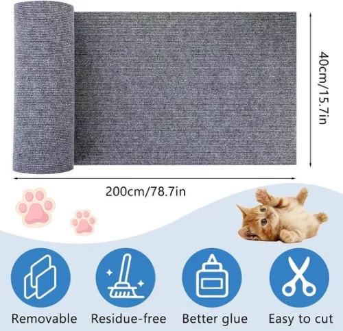 merkloos Scratching mat - Climbing mat for cats DIY self-adhesive - cut to size - wall and corner - protects carpets and sofas (6152915326387)