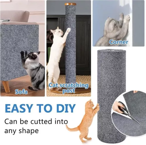 merkloos Scratching mat - Climbing mat for cats DIY self-adhesive - cut to size - wall and corner - protects carpets and sofas (6152915326387)