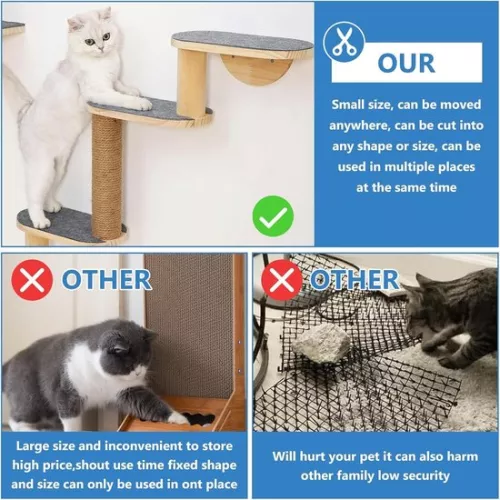merkloos Scratching mat - Climbing mat for cats DIY self-adhesive - cut to size - wall and corner - protects carpets and sofas (6152915326387)