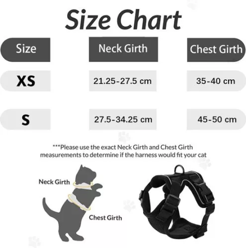 merkloos Cat Harness With Leash - Cat Harness With Lead - Cat Harness Black Size XS Cat & Kitten - Adjustable - Reflective - Animal Cat Leash - Cat Leash - Kitten Harness - Cat Leash - Neck Circumference 21.25 To 27.5cm - Chest Circumference 35 To 40cm (6154519526569)