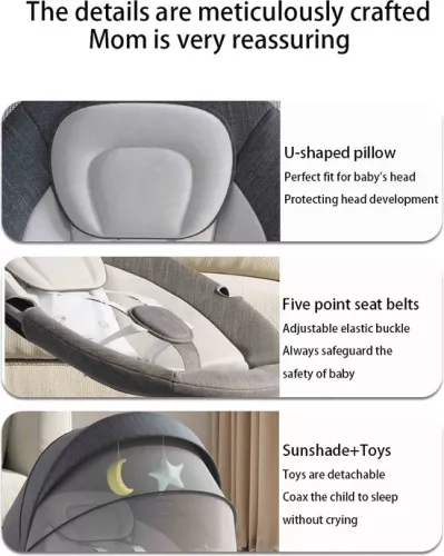 merkloos Baby cradle - Baby bed - Cradle - Baby rocking chair - Electric swing - Pink - 65x65x47.5cm (6152952793739)