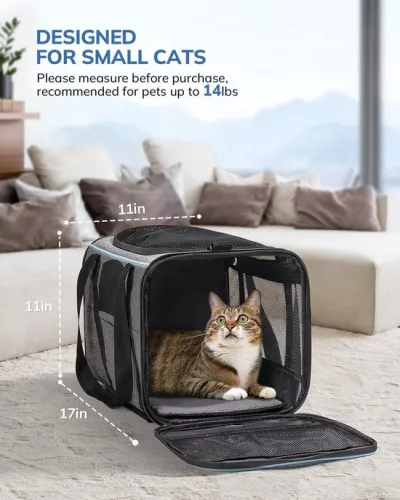 merkloos Cat carrier with wheels Foldable cat carrier Dog carrier Transport box with trolley for small dogs and cats (4803357348094)