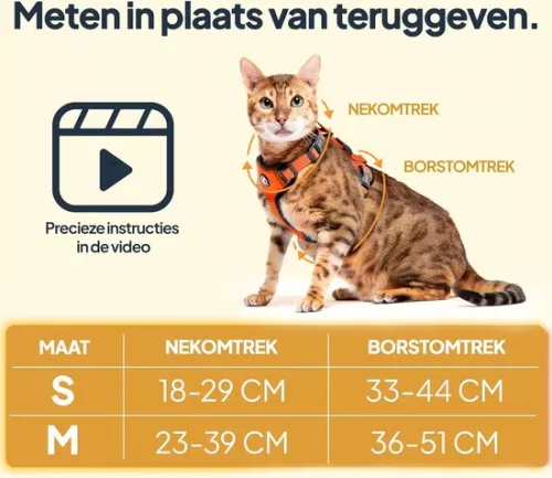 merkloos Cat Harness with Leash - Orange S (22-27 cm) (31-41 cm) - for small cats Cat harness with leash (9507361569845)