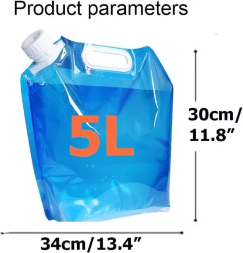 merkloos Water bag 5 Liters - Foldable - Closing cap - Camping - Outdoor - Football - Sports - Camping - Water bags (9503617751293)
