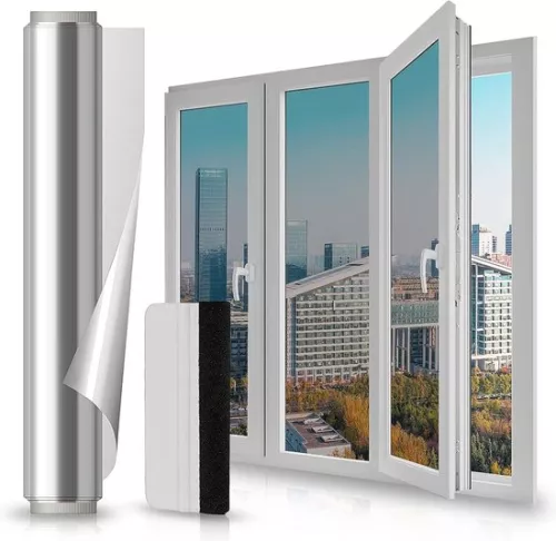 Self-adhesive mirror film sun protection window UV protection reflective silver - thermal film for office and home - 40 x 400 cm Mirror film