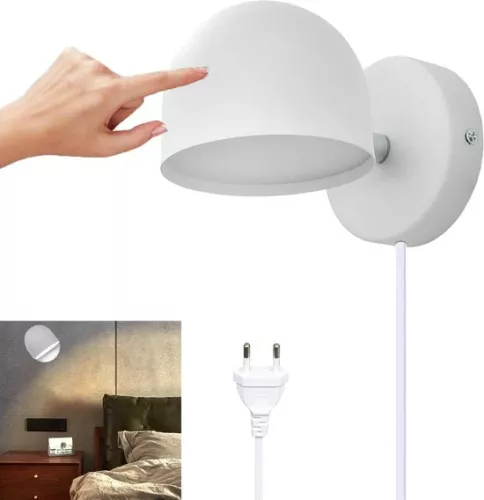 Dimmable LED Wall Lamp with Touch Control and 360° Adjustability - Warm White Light for Home Use