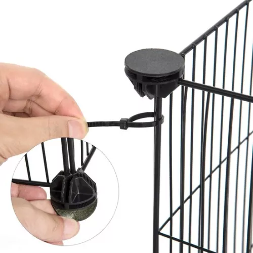 KAMYRA Puppy Run / Rabbit Run with Gate - Run for Dogs, Cats & Rabbits - Cat Run - Plastic & Metal - 142x72x36 cm - Black (6095511173149)