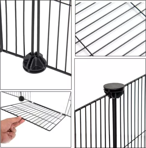 KAMYRA Puppy Run / Rabbit Run with Gate - Run for Dogs, Cats & Rabbits - Cat Run - Plastic & Metal - 142x72x36 cm - Black (6095511173149)