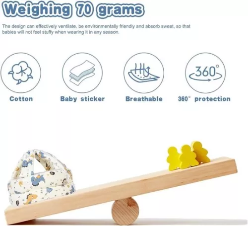 merkloos First running helmet - blue dinosaur - adjustable safety helmet for children from 6 to 36 months. (6152351017023)