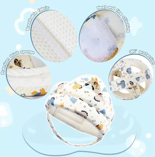 merkloos First running helmet - blue dinosaur - adjustable safety helmet for children from 6 to 36 months. (6152351017023)