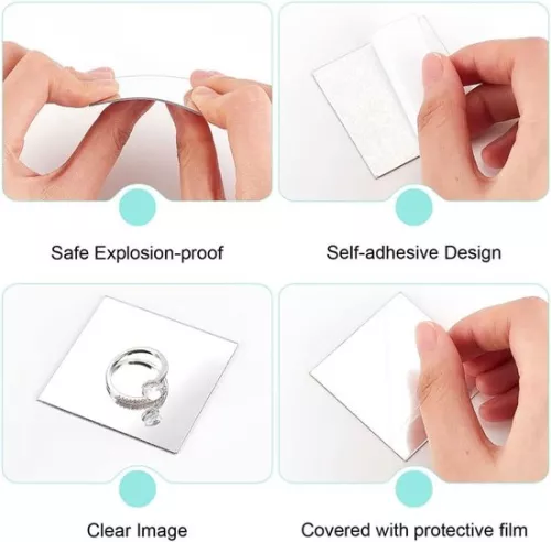 unbranded Mini mirror tiles for mosaic - self-adhesive - pack of 50 - square - acrylic - 5 cm (9507625229546)