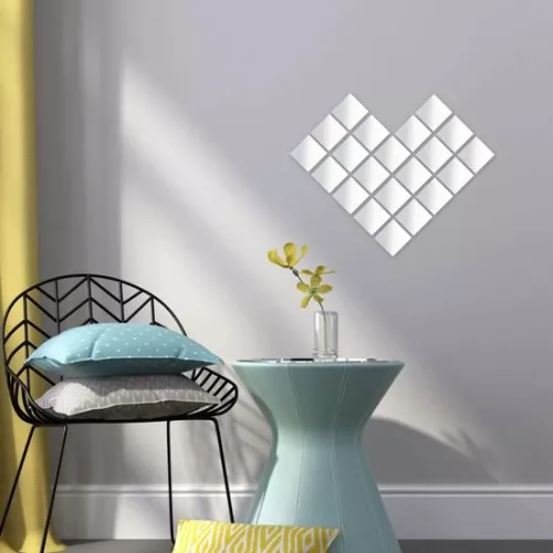 unbranded Mini mirror tiles for mosaic - self-adhesive - pack of 50 - square - acrylic - 5 cm (9507625229546)