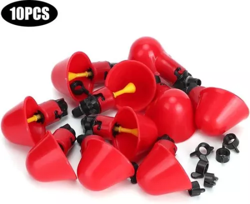 merkloos Automatic Red Water Bowl Quail Chicken Drinking Cup Nipple - 10 Pieces . (6151922275268)