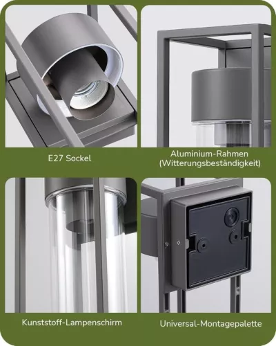 Modern wall lamp for indoor and outdoor use - wall lamp for house facade, patio lighting and balcony - anthracite, IP44 waterproof