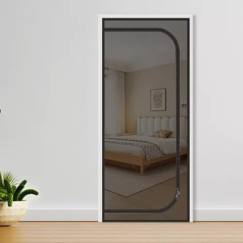 Cat Screen Door, Extra High Anti-Cat Net, Anti-Theft Door, Anti-Mosquito, Anti-Cat Scratch Net, With Zipper, Suitable for Living Room, Kitchen, Bedroom, Black，100x210cm