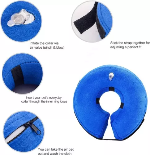 merkloos Inflatable Protective Collar - XL - Animal Protective Collar - for Dogs/Cats - for Wound Healing - Adjustable - Prevents Infection from Scratches and Bites (9193396601904)