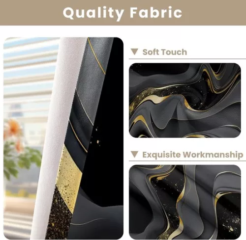 unbranded Blackout Curtains - Elegant and Modern - Set of 2 - Black and Gold - 132 x 214 cm (9501316467736)