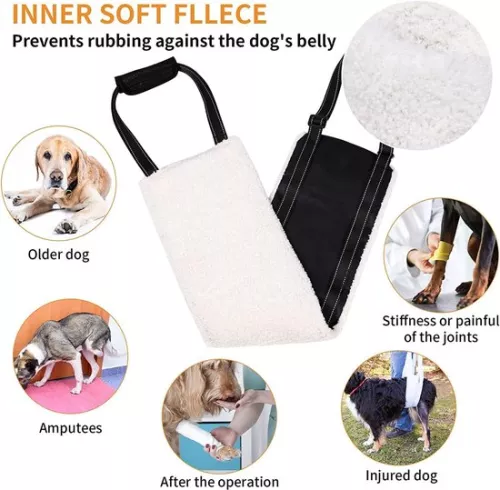 merkloos Dog Mobility Aids, Hind Leg Support Sling, Adjustable Harness for Lifting Pets, Rear, Front & Back, for Canine Cruciate Ligament Rehabilitation (L) - Black (5328843051696)